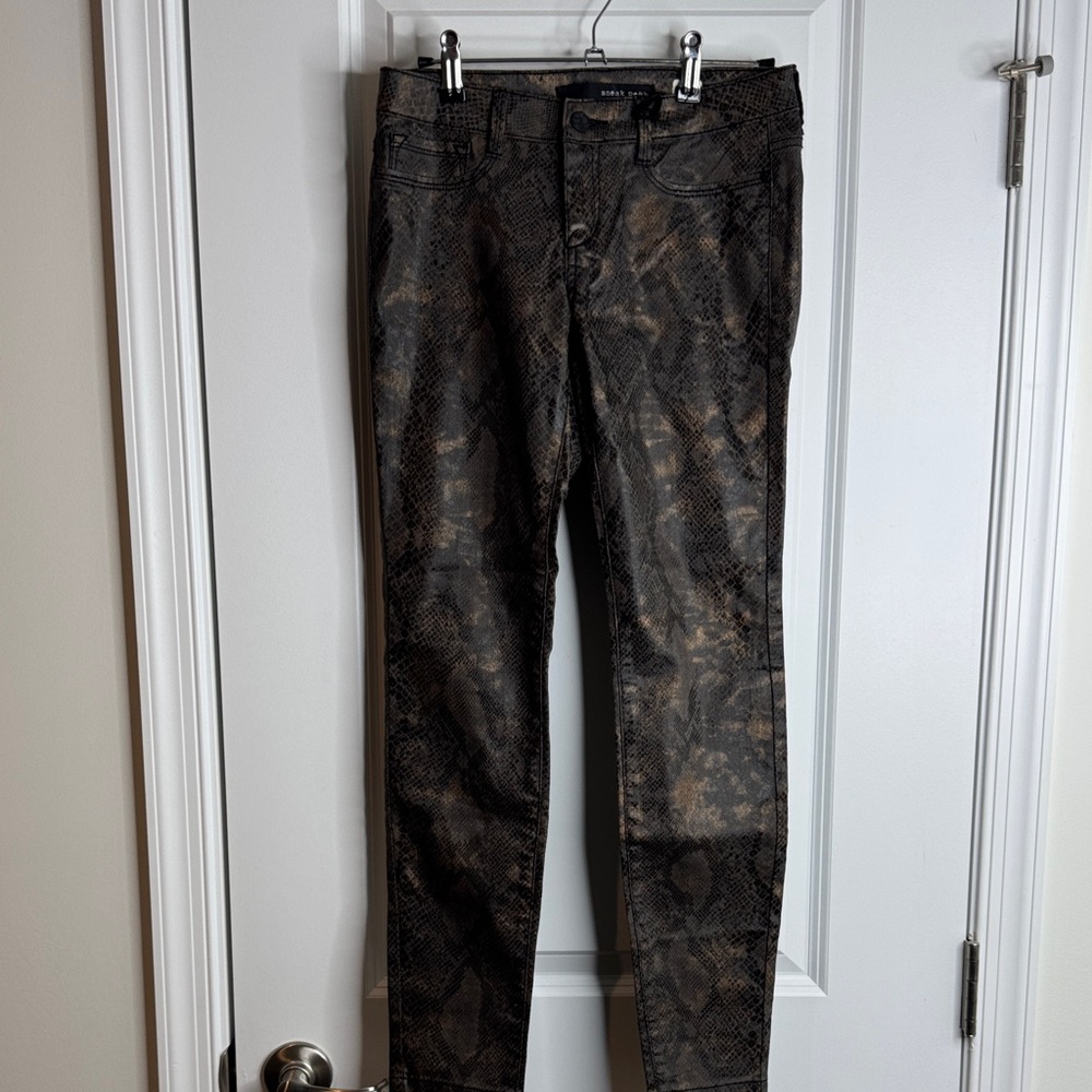 Sneak Peek Snake Print Pants - Black and Brown